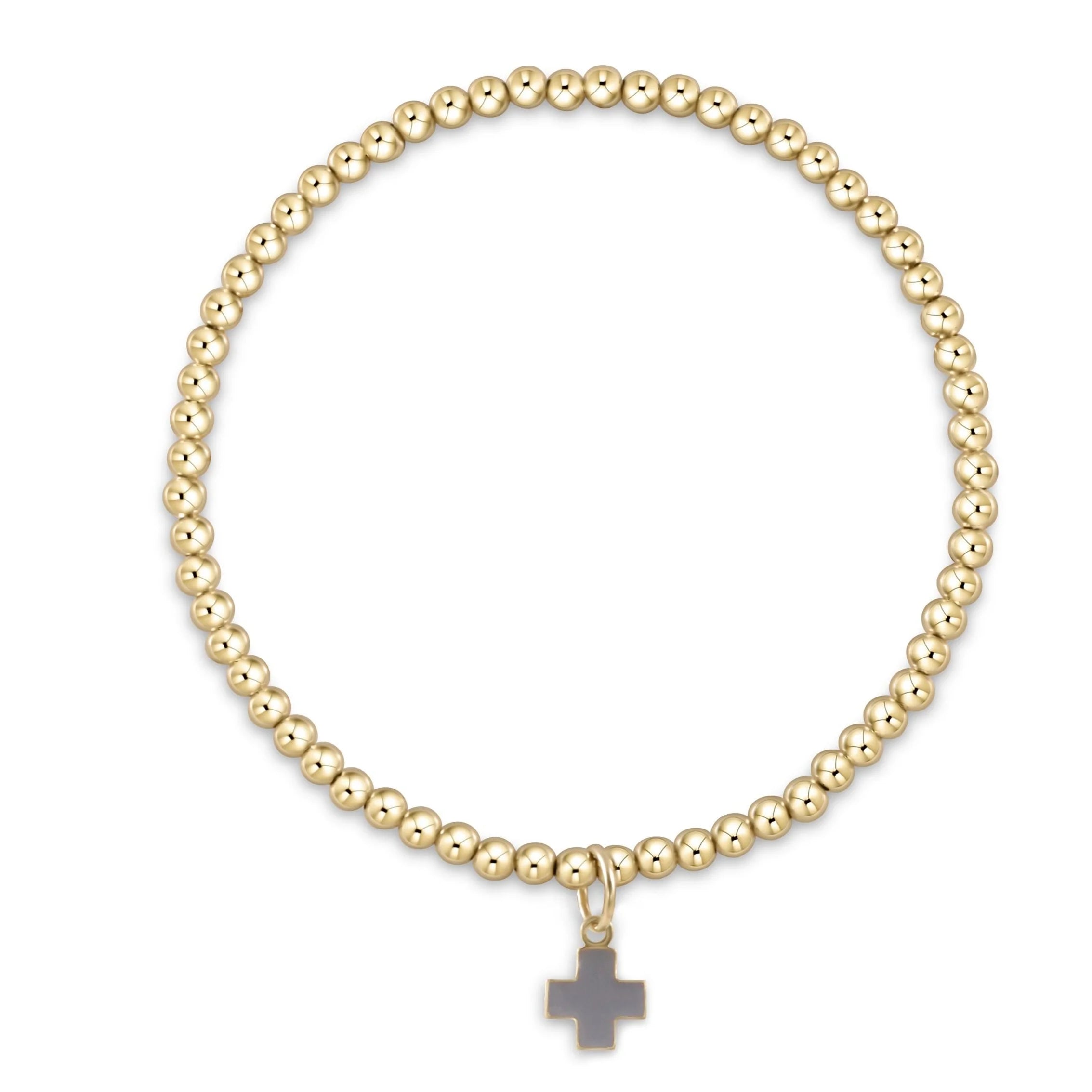 Classic Gold 3mm Signature Cross Charm Bracelet - Gaines Jewelers