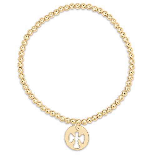 classic gold bead bracelet - guardian angel gold disc - Gaines Jewelers