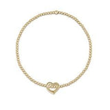 Classic Gold Bead Bracelet - Love Small Gold Charm - Gaines Jewelers