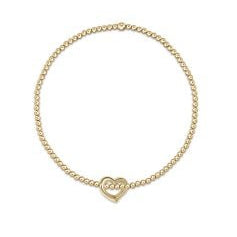Classic Gold Bead Bracelet - Love Small Gold Charm - Gaines Jewelers