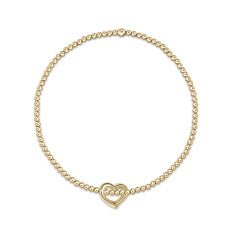 Classic Gold Bead Bracelet - Love Small Gold Charm - Gaines Jewelers