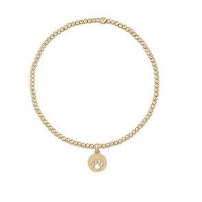 Classic Gold Bead Bracelet - Paw Print Gold Disc - Gaines Jewelers