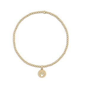 Classic Gold Bead Bracelet - Paw Print Gold Disc - Gaines Jewelers