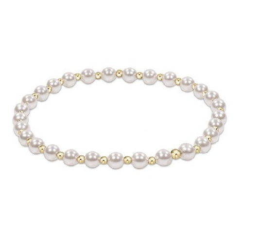 Classic Grateful Pattern 4mm Bead Bracelet-Pearl - Gaines Jewelers