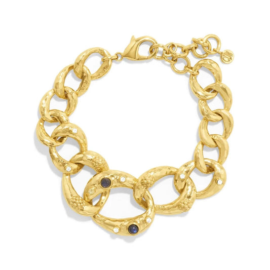 Cleopatra Hammered Gold/Blue Labradorite Chain Bracelet - Gaines Jewelers