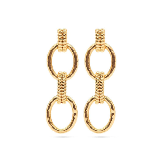 Cleopatra Regal Gold Double Link Earrings - Gaines Jewelers