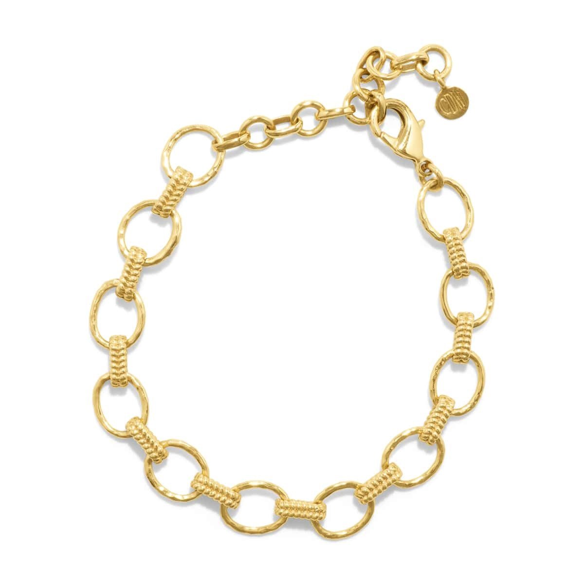 Cleopatra Small Hammered Gold Link Bracelet - Gaines Jewelers