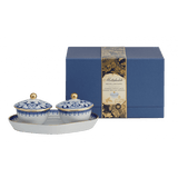 Cobalt Blue Lace Tray with Heirluminare Votives - Gaines Jewelers