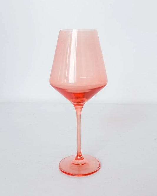Coral Peach Pink Wine Stemware - Estelle Colored Glass - Gaines Jewelers