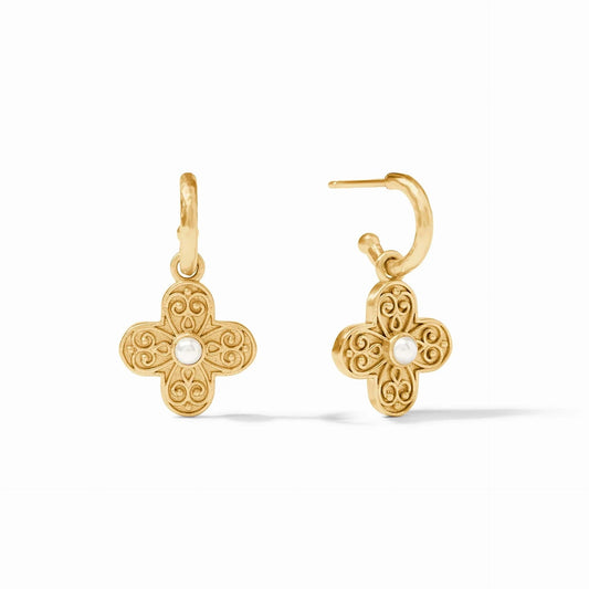 Corinth Hoop & Charm Earring Pearl - Gaines Jewelers