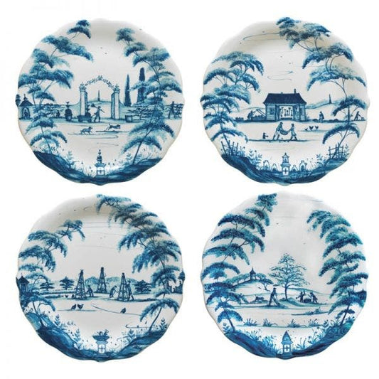 Country Estate Party Plates Set of 4 - Delft Blue - Gaines Jewelers