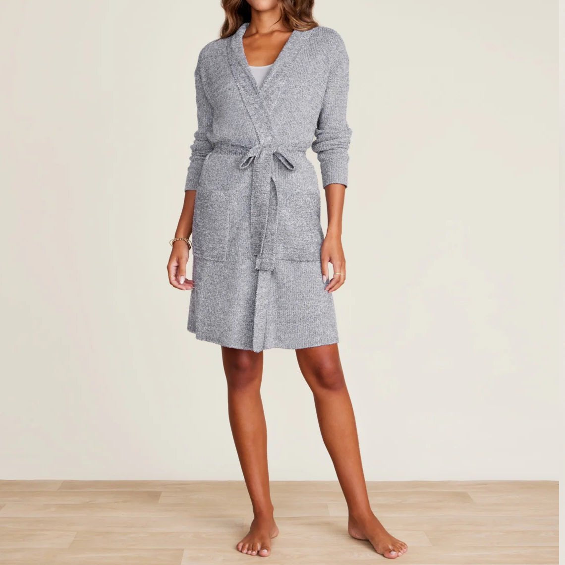 Cozy Chic Lite Dove Gray Ribbed Robe - Gaines Jewelers