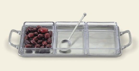 Crudité Tray with handles & Crystal inserts - Match - Gaines Jewelers
