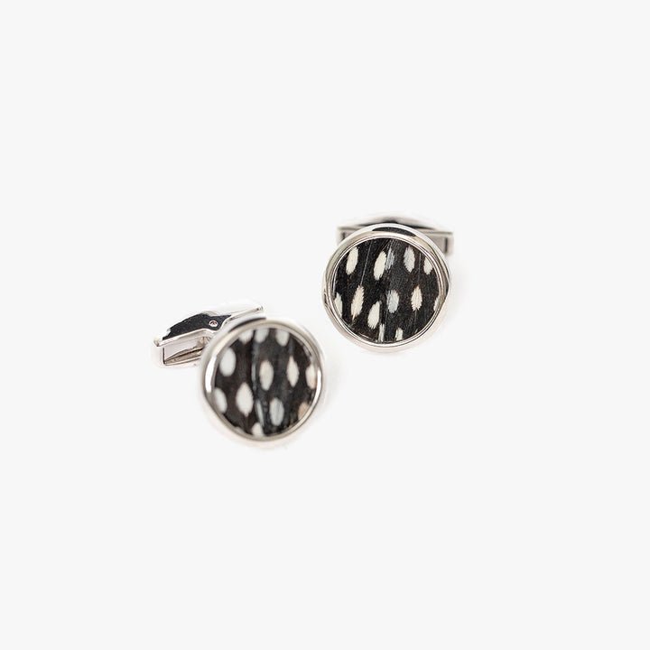 Cufflink-Bear-Rhodium - Gaines Jewelers