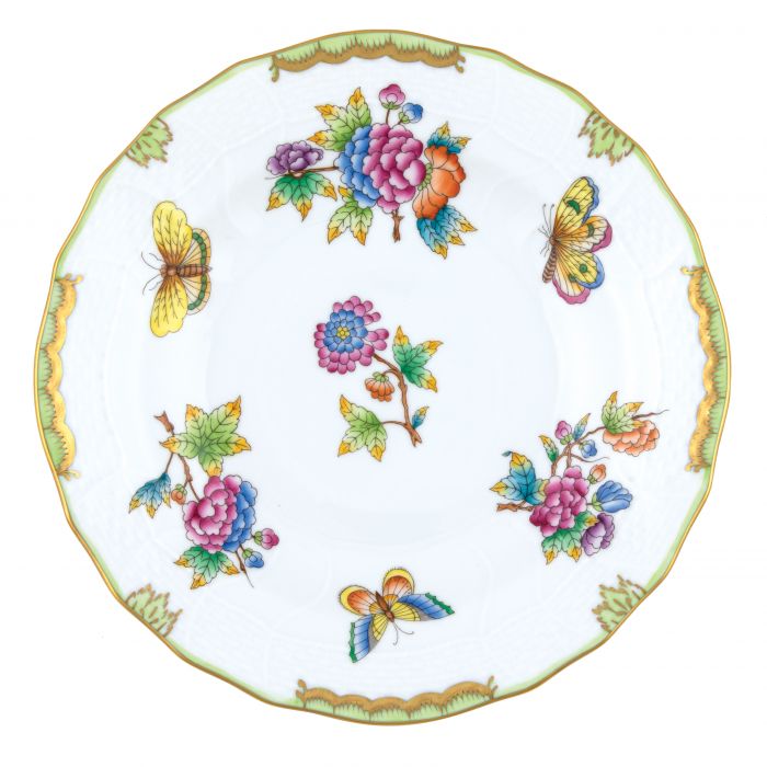Dessert Plate Green Border Queen Victoria - Gaines Jewelers