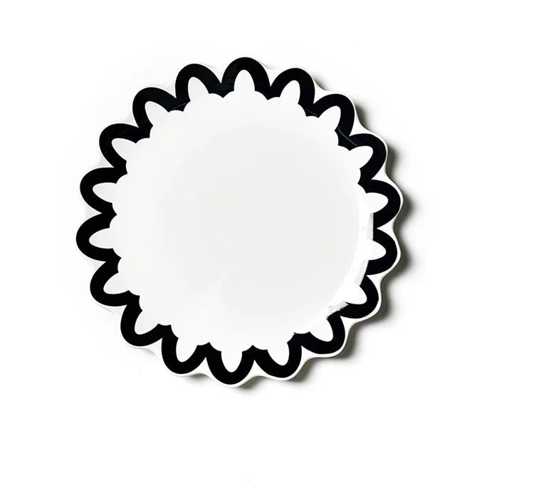 Dinner Plate Black Arabesque Trim Scallop - Gaines Jewelers