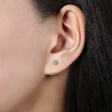 Earring tiny diamond clusters 14kt white gold - Gaines Jewelers