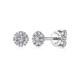 Earring tiny diamond clusters 14kt white gold - Gaines Jewelers