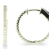 Earrings- 14k Yellow Gold Diamond Inside-Out Hoop- Shown in White Gold - Gaines Jewelers