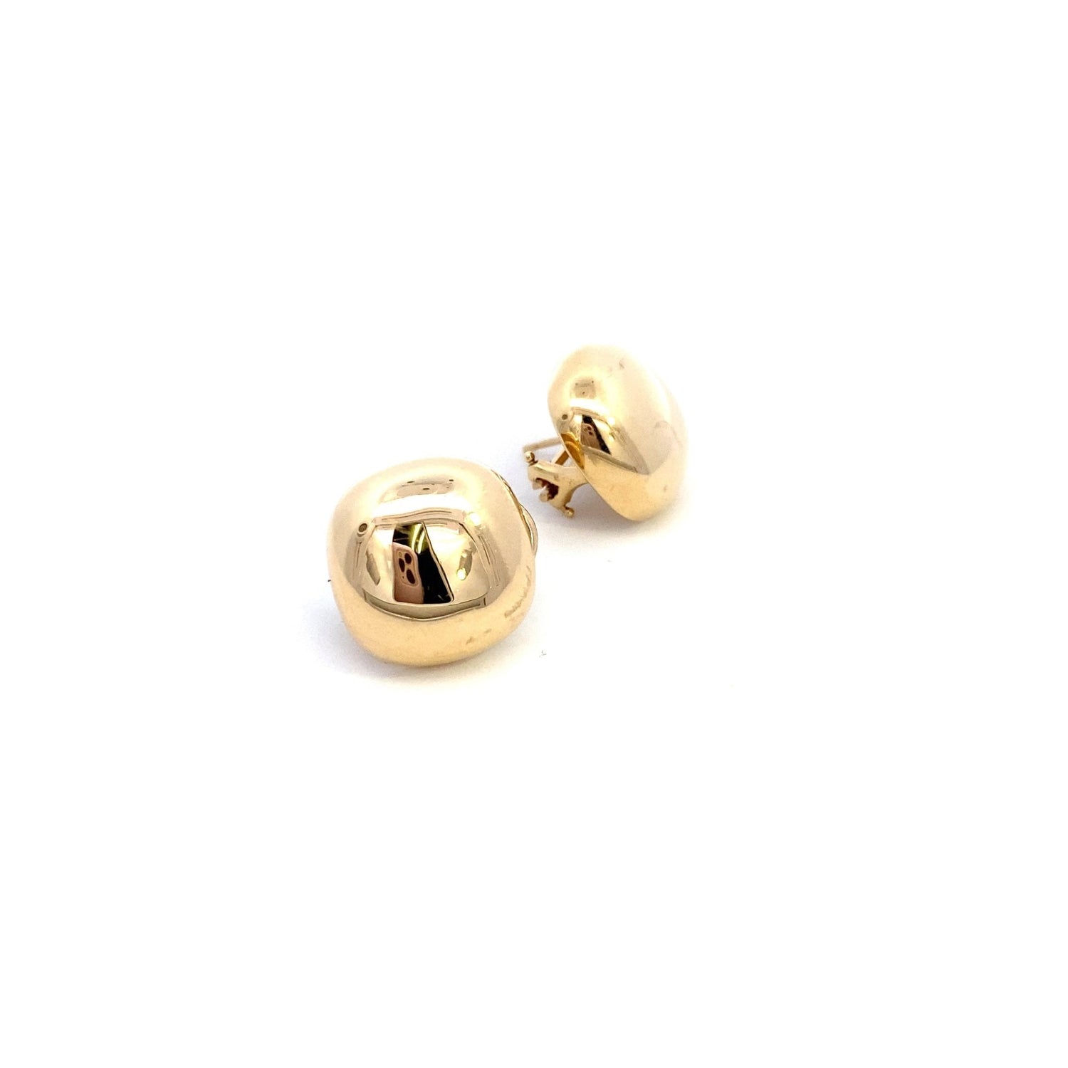 Earrings- 14k yellow gold dome cushion plain p&c - Gaines Jewelers