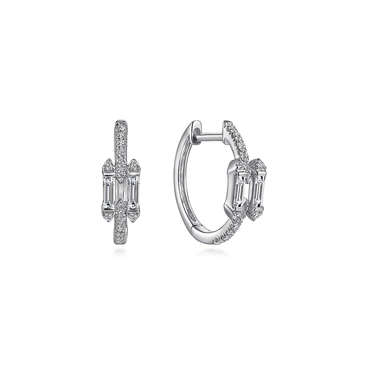 Earrings 14kt wg diamond hoop 15mm .37ct - Gaines Jewelers