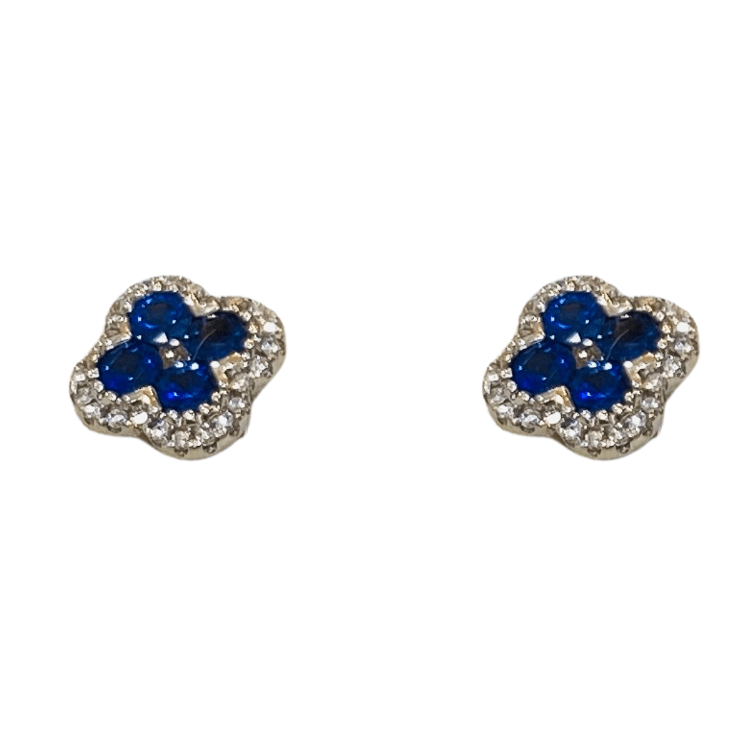 Earrings- 14kt wg Sapphire and Diamond semi square - Gaines Jewelers