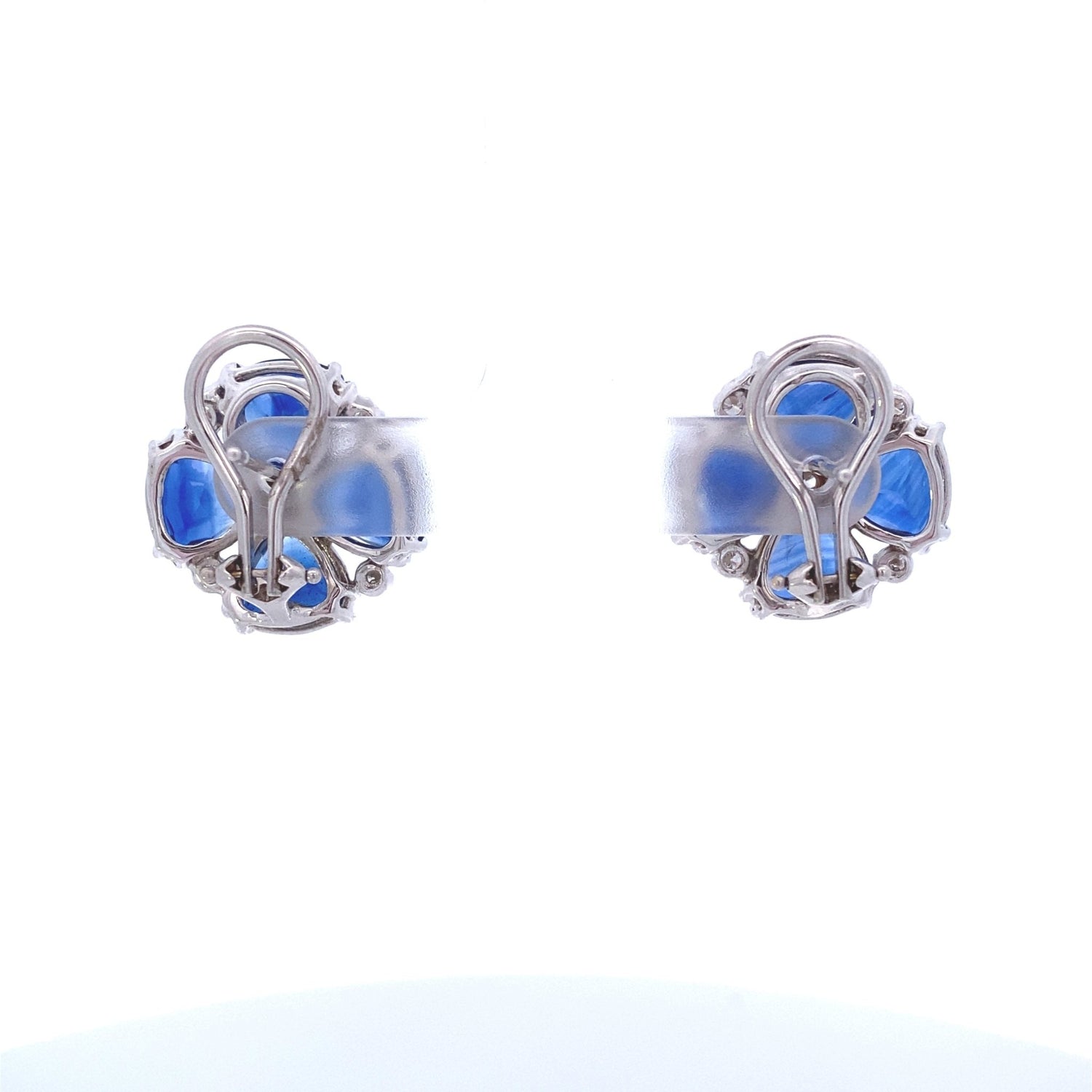 Earrings-18k White Gold kyanite diamond clover - Gaines Jewelers