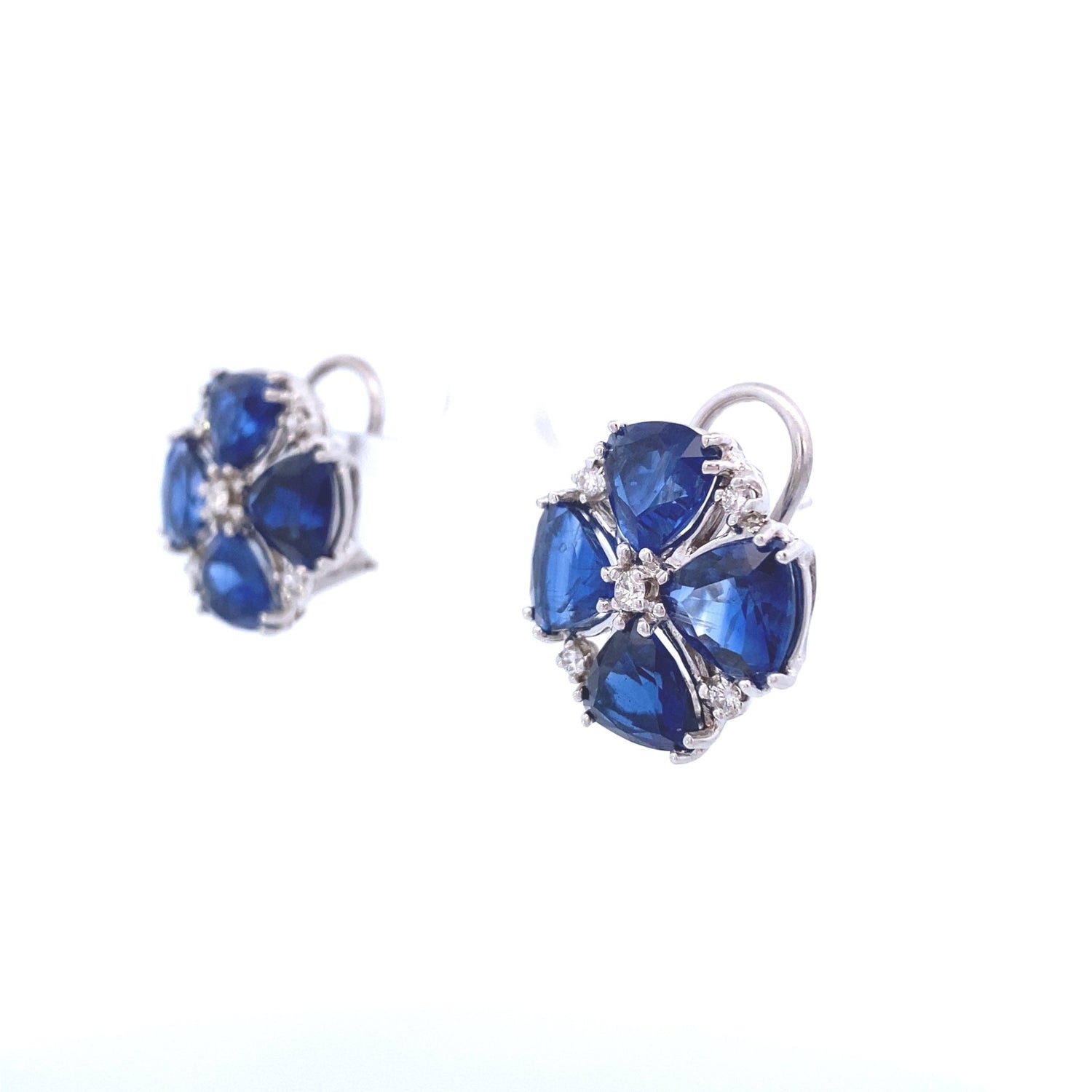 Earrings-18k White Gold kyanite diamond clover - Gaines Jewelers