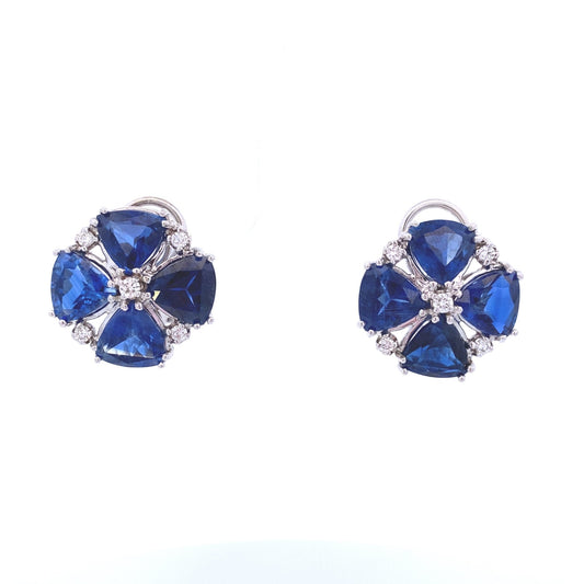 Earrings-18k White Gold kyanite diamond clover - Gaines Jewelers