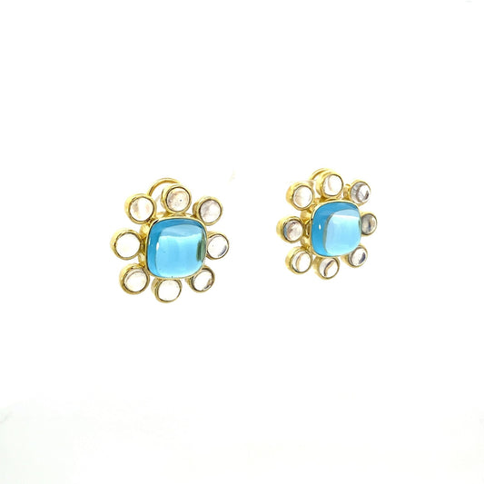 Earrings blue topaz and moonstone - Gaines Jewelers
