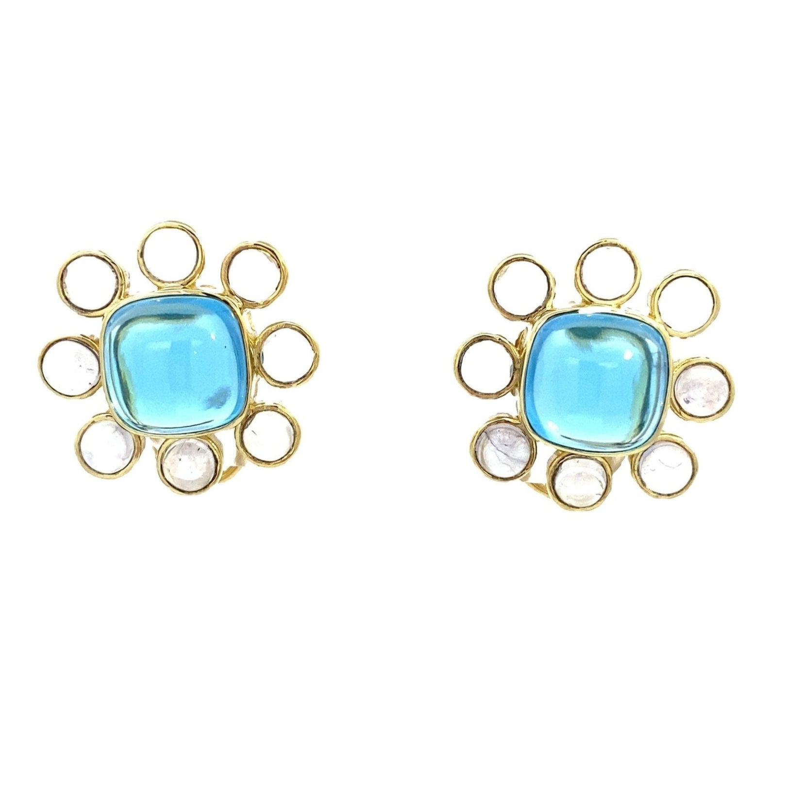 Earrings blue topaz and moonstone - Gaines Jewelers