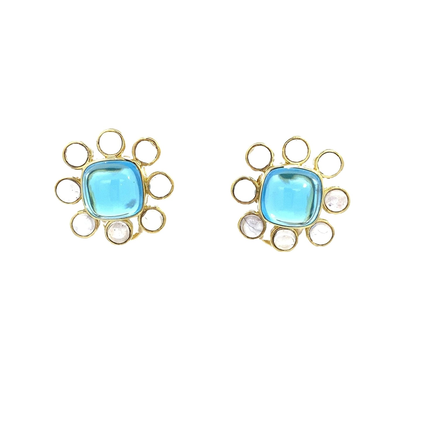 Earrings blue topaz and moonstone - Gaines Jewelers