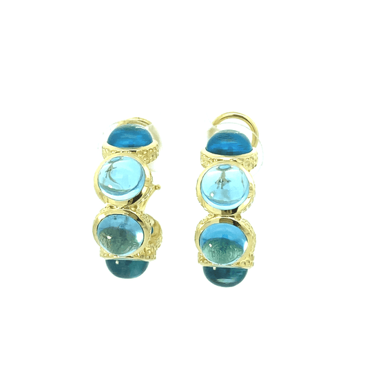 Earrings blue topaz hoops - Gaines Jewelers
