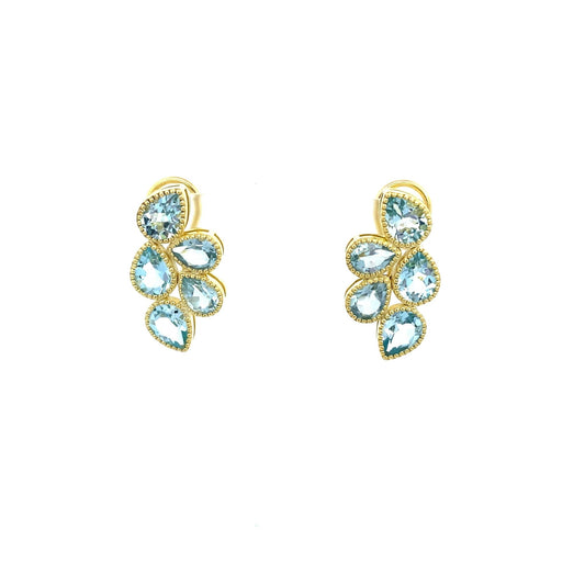 Earrings blue topaz leaves - Gaines Jewelers