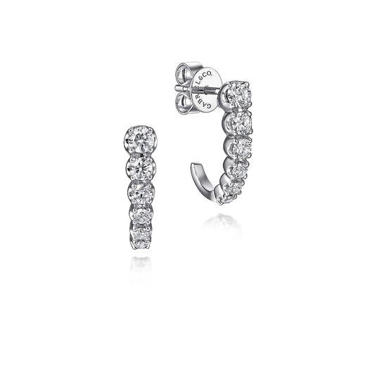 Earrings diamond half hoops 14kt white gold - Gaines Jewelers