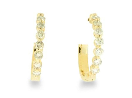 Earrings diamond hoops 14=.28ct 14kt yellow gold - Gaines Jewelers