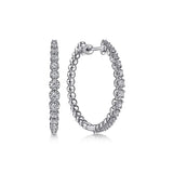 Earrings diamond hoops large 14kt white gold - Gaines Jewelers