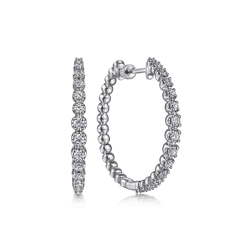 Earrings diamond hoops large 14kt white gold - Gaines Jewelers