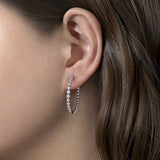 Earrings diamond hoops large 14kt white gold - Gaines Jewelers