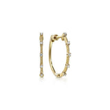 Earrings diamond hoops ultra thin 14kt yellow gold - Gaines Jewelers