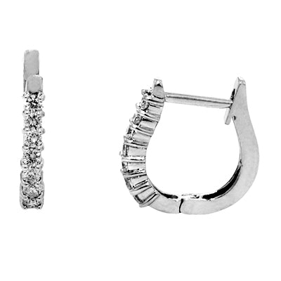 earrings diamond huggies 14=.21ct 14kt white gold - Gaines Jewelers