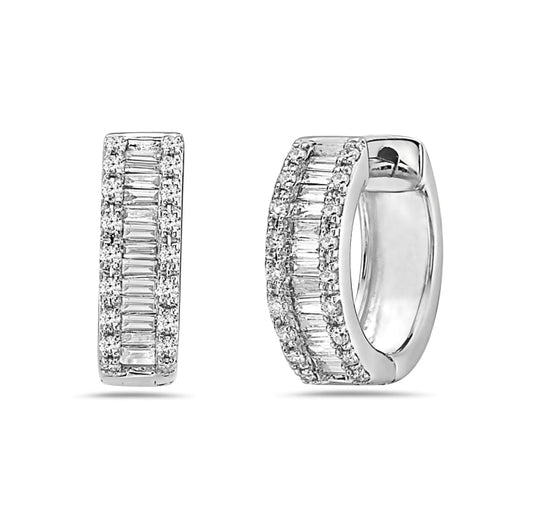 ?Earrings diamond huggies pave' edges 14kt wg - Gaines Jewelers