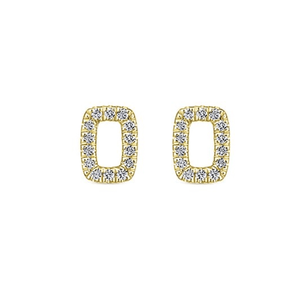 Earrings Diamond Open Rectangle 14kyg diamond tw=.13ct - Gaines Jewelers
