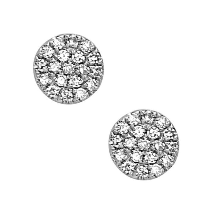 Earrings diamond pave studs 14kt white gold - Gaines Jewelers