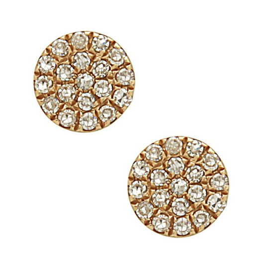 Earrings diamond pave' studs 14kt yellow gold - Gaines Jewelers