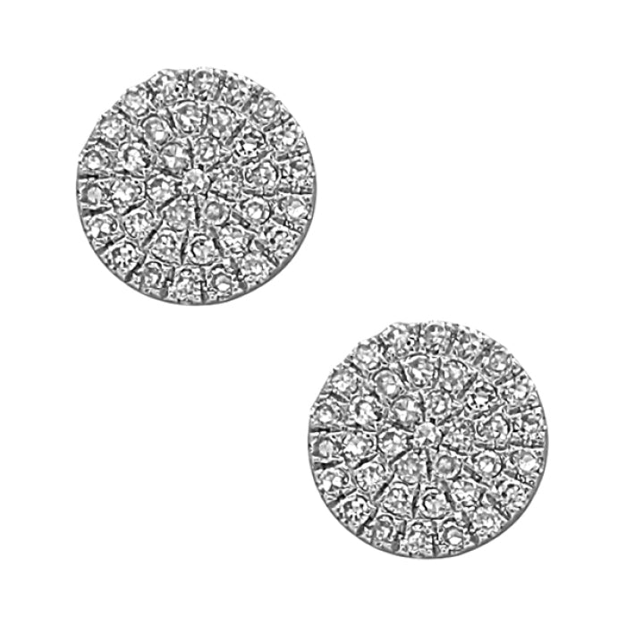 Earrings diamond pave' studs medium 14kt white gold - Gaines Jewelers