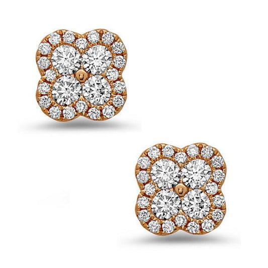 Earrings diamond small buttons 14kt yg quad - Gaines Jewelers