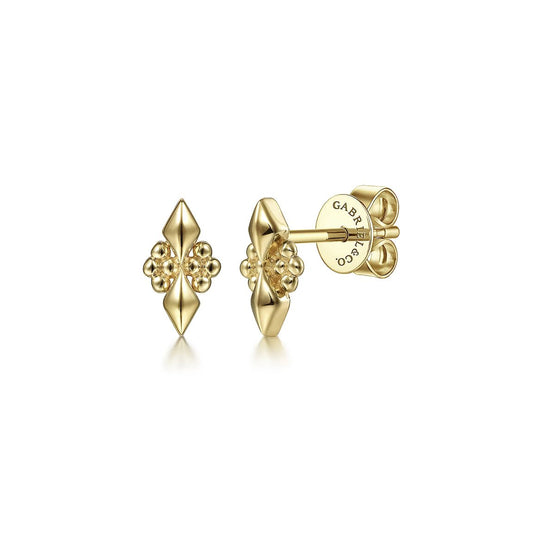 Earrings geometric bead tiny stud 14kt yellow gold - Gaines Jewelers