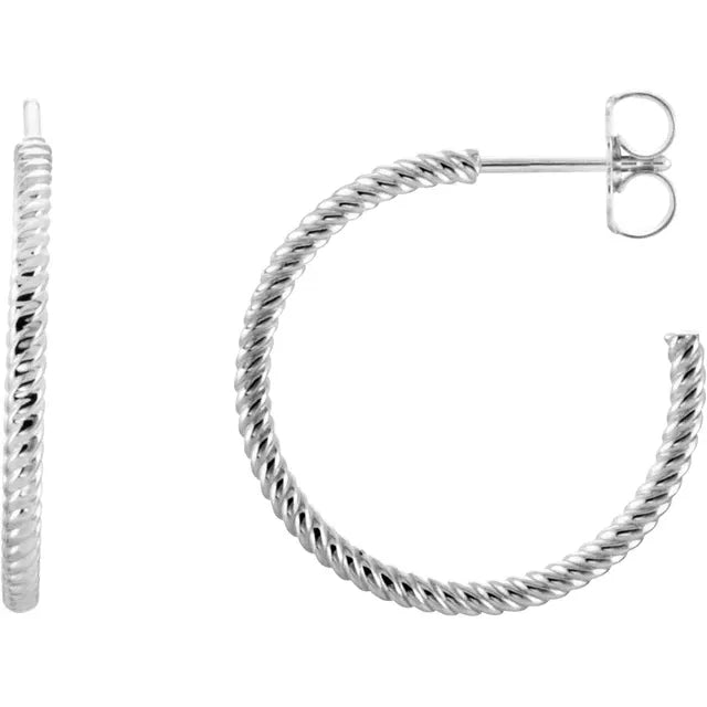Earrings- hoop twist 21mm 14k wg - Gaines Jewelers