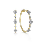 Earrings hoops 14k yg diamond stations 30mm - Gaines Jewelers